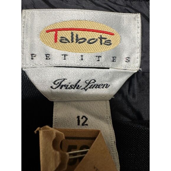 VTG - TALBOTS 100% Irish Linen Black Keyhole Front Sheath Midi Dress, Sz 12P - Picture 11 of 12